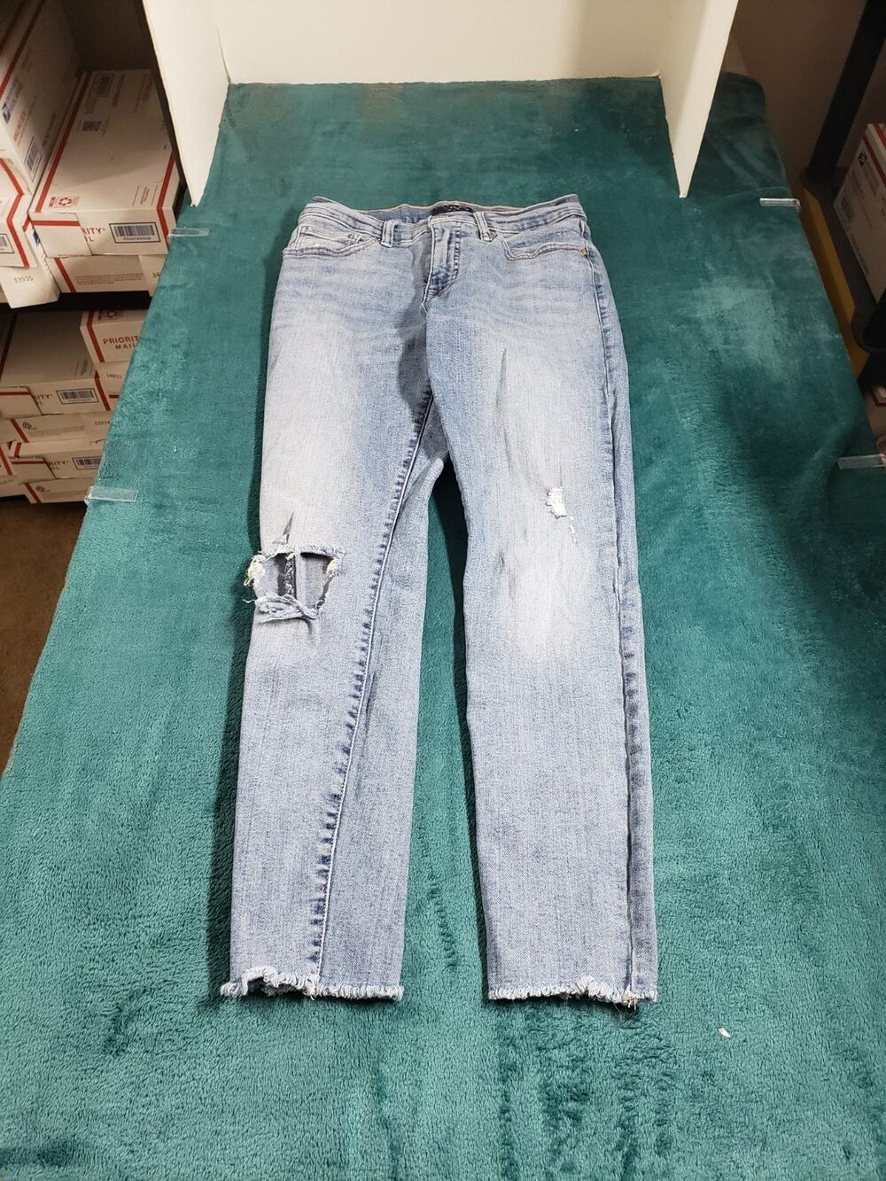 Lucky Brand Jeans Size 8 Womens Blue Fray Hem Pants Ladies Mid Rise Ava Skinny